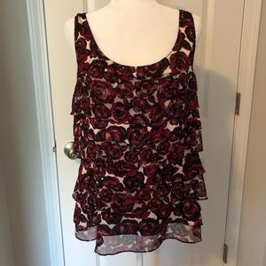 Pretty Burgundy, Pink and Black Sleeveless Blouse